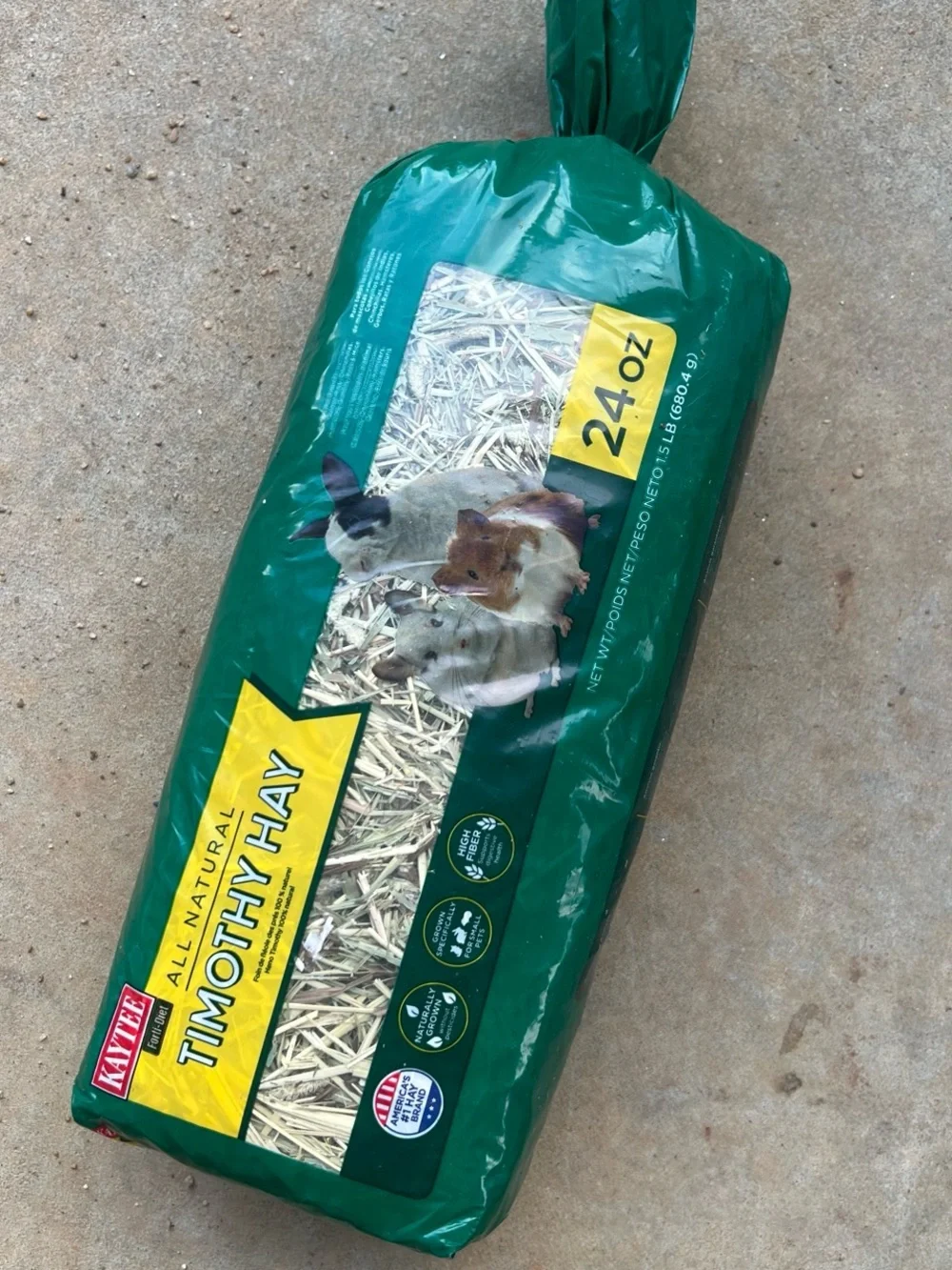 Kaytee Timothy Hay Pack in Green and Yellow Packaging - Small Pet Forage